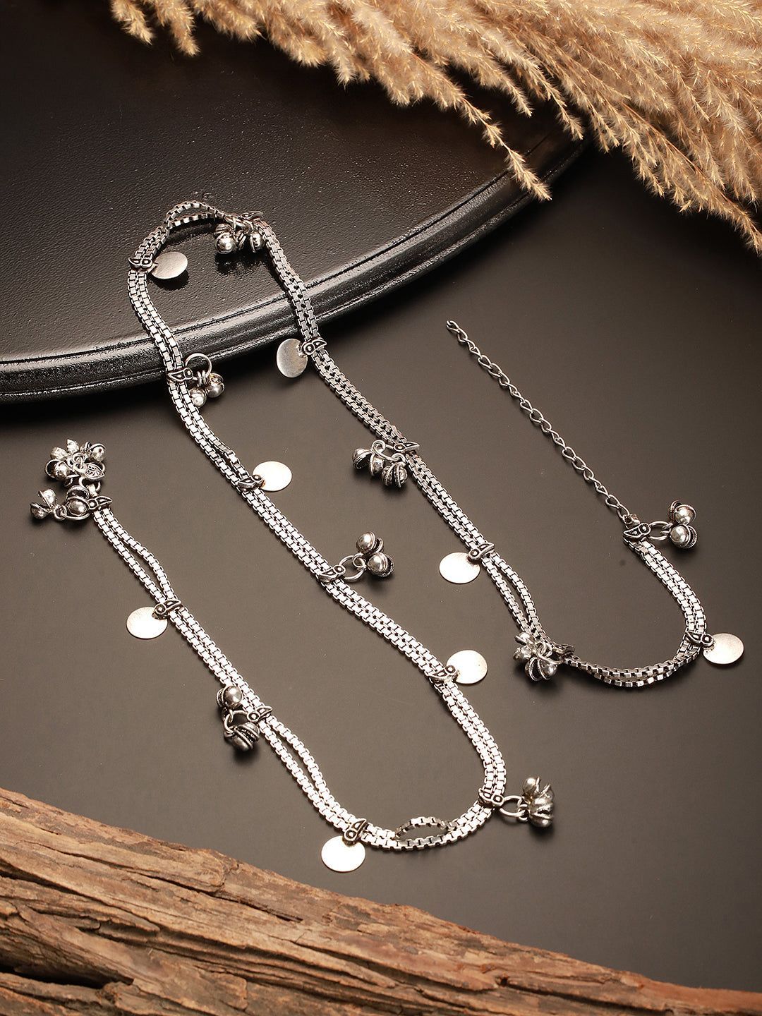 Oxidised Silver Toned Ghungroo  Trendy Minimal Waistchain Hipbelt Kamarbandh