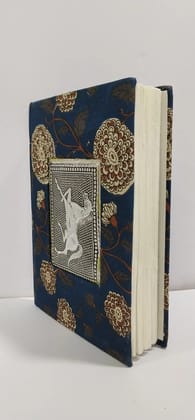 Handmade Paper Diary with Blue Metal and Fabric cover