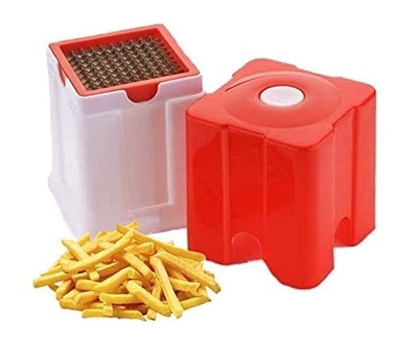 Stainless Steel and Plastic Material Potato and Vegetable Cutter (Red Color - Pack of 1)