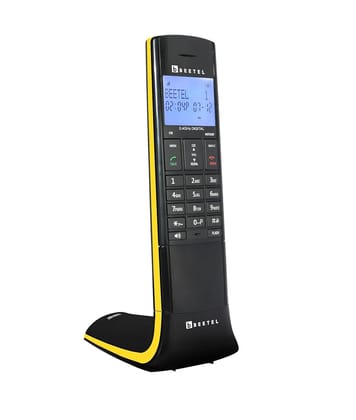 Beetel X95 Flagship Designer Cordless Landline Phone,Proudly Designed in India,2.4GHz,Dual Tone,Blue-White LCD,2-Way Speaker Phone,Ringer & Volume Control,Auto Answer,Alarm(X95)(Black/Yellow)