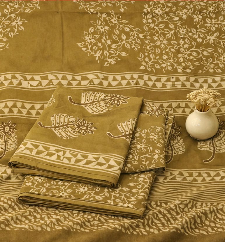 Handcrafted Dabu Print Cotton Dress Material – 3 Piece Set