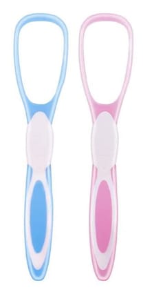 Elecsera Oral Tongue Cleaner Brush Scraper, 2 pcs(color & design may vary)