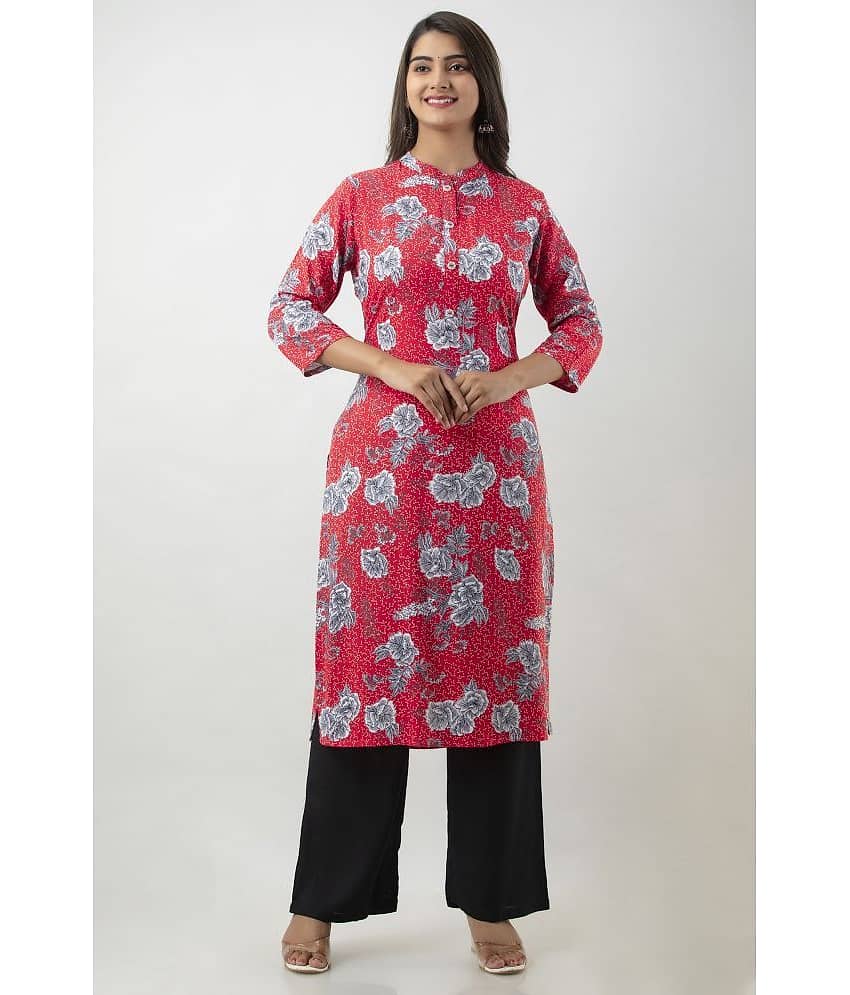 MAUKA - Red Straight Rayon Women's Stitched Salwar Suit ( Pack of 1 )