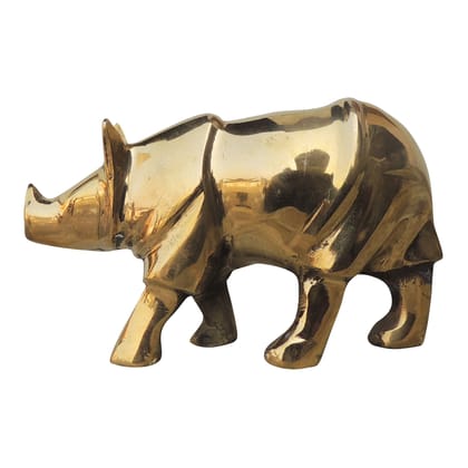 Brass Rhino Statue | Decorative Wildlife Showpiece, Height : 2.5 Inch (ANMAS198 B)