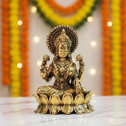 Machine Made Brass Laxmi Ji Idol – Goddess Lakshmi Decorative Statue, Height : 4 Inch (BSMAS1827 L)