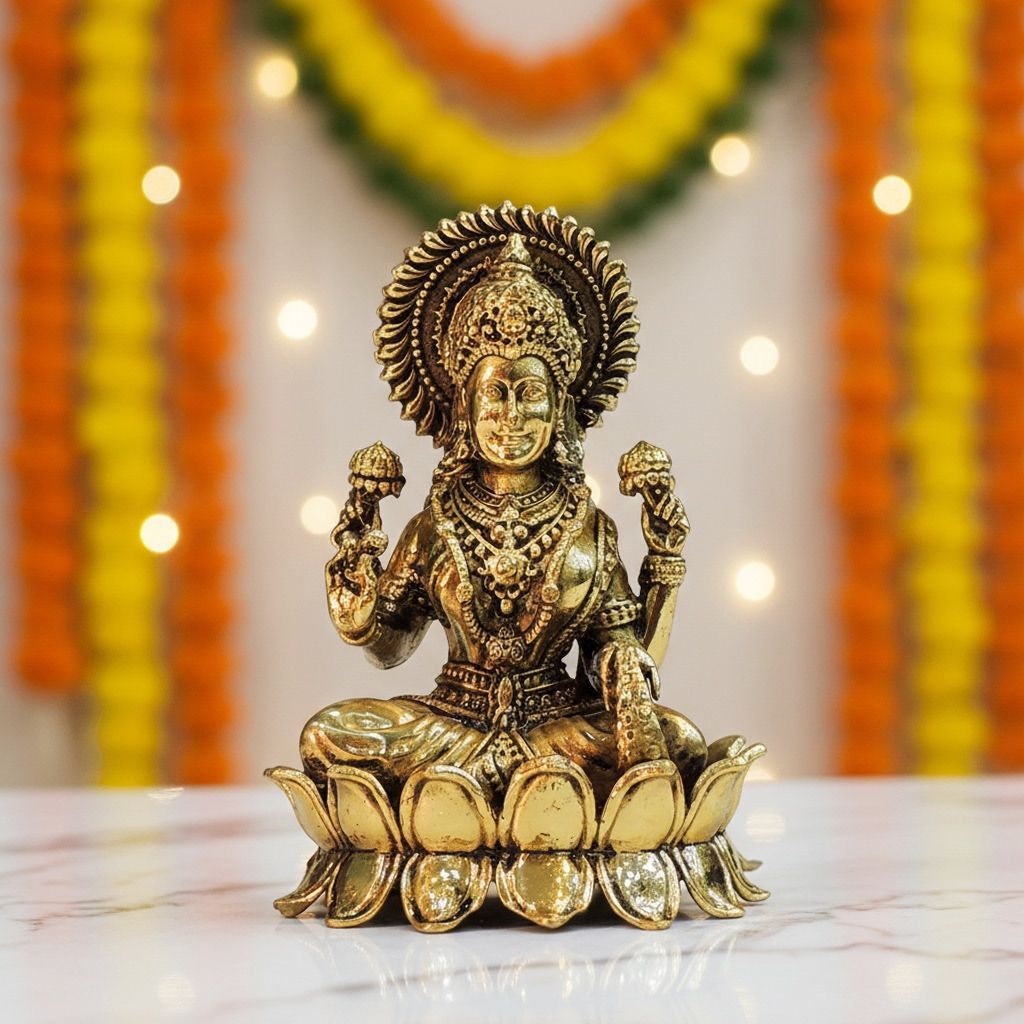 Machine Made Brass Laxmi Ji Idol – Goddess Lakshmi Decorative Statue, Height : 4 Inch (BSMAS1827 L)