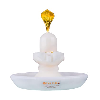 MAYAPURI White Marble Stone Shivling and Brass Naga/Snake with Abhishek Patra | Shiva Lingam for Pooja MAYAPURI White Marble Stone Shivling and Brass Naga/Snake with Abhishek Patra | Shiva Lingam for Pooja