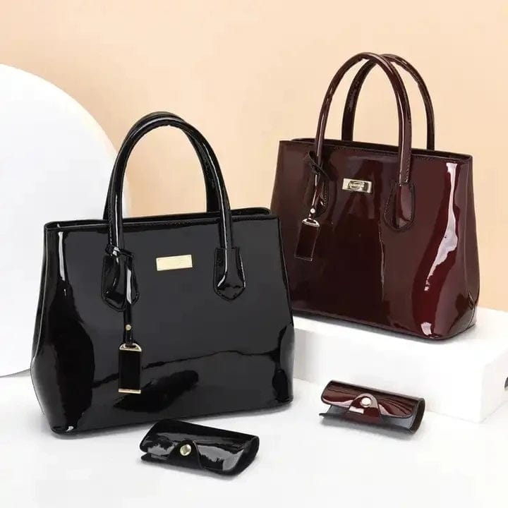 New Designer Vintage Glossy Leather Tote Bag Big Luxury Handbags For Ladies Women Hand Bags