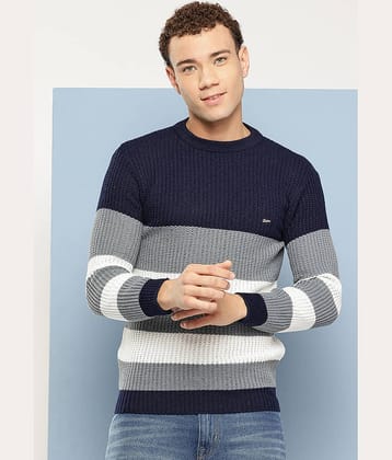 Aarika Woollen Round Neck Men's Full Sleeves Pullover Sweater - Navy Blue ( Pack of 1 )