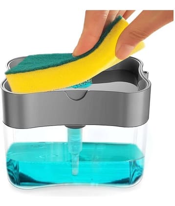 2 in 1 Soap Pump Plastic Dispenser for Dishwasher Liquid Holder (Random Colour, Standard, 385ml)