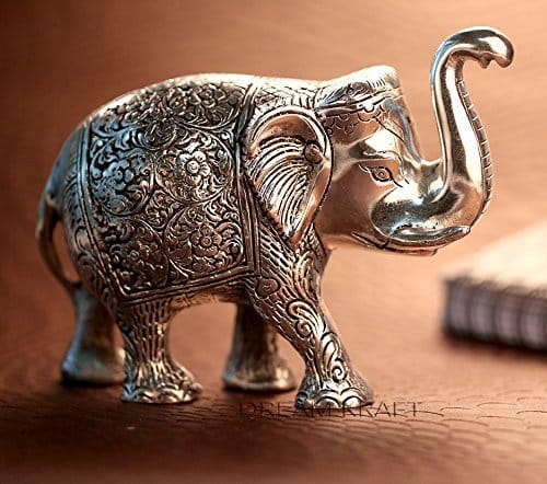 DreamKraft Metal Elephant for Home Decor and Showpiece (22x17x8 cm,Silver Plated)