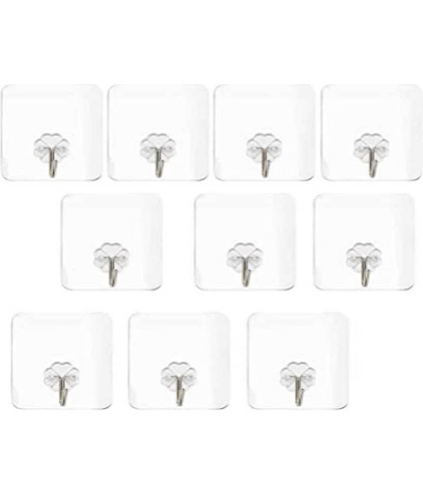 Self Adhesive PVC Flower Wall Hooks, Pack of 10