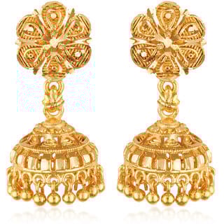 South Screw back alloy Gold plated Jhumki, Jhumka, Jhumkas Earring for Women and Girls VFJ1494ERG