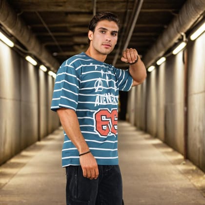 Blue Avengers Oversized T-shirt for Men