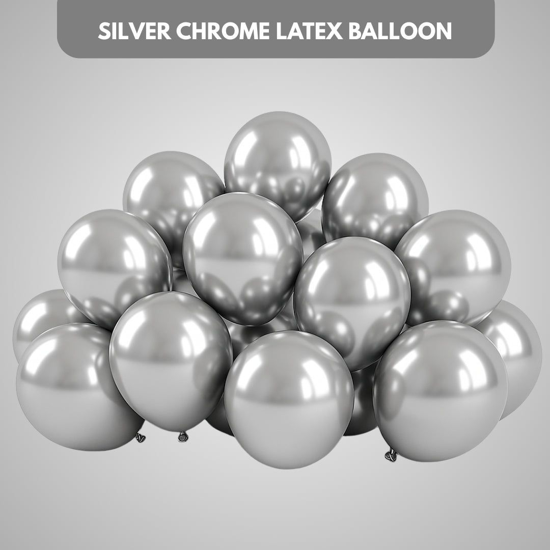 Metallic Silver Latex Balloons 10" - 50PC