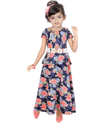 Zadmus Cotton Blend Gowns For Girls ( , Blue )