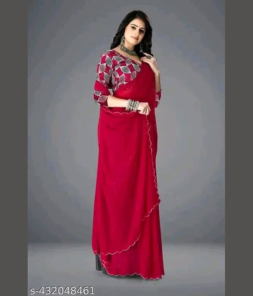 supalee Tex Georgette Solid Saree With Unstitched Blouse Piece ( Multicolor1 )