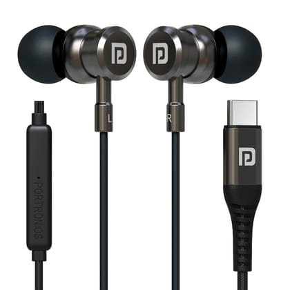 Portronics Conch Tune C in Ear Type C Wired Earphones with Mic,10mm Driver, 1.2m Nylon Braided Anti Tangle Wire, in line Controls, Metal Alloy Body, Wide Compatibility(Grey) Portronics Conch Tune C in Ear Type C Wired Earphones with Mic,10mm Driver, 1.2m Nylon Braided Anti Tangle Wire, in line Controls, Metal Alloy Body, Wide Compatibility(Grey)