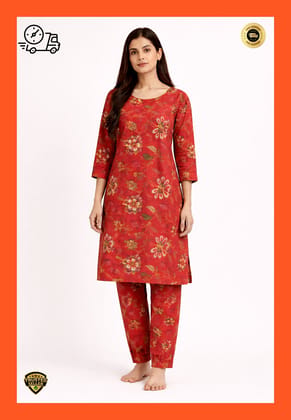 Women Cotton Printed Straight Kurti Pant Set | Floral Printed Kurta with Pant | Casual Daily Wear Ethnic Kurti Set for Women Women Cotton Printed Straight Kurti Pant Set | Floral Printed Kurta with Pant | Casual Daily Wear Ethnic Kurti Set for Women