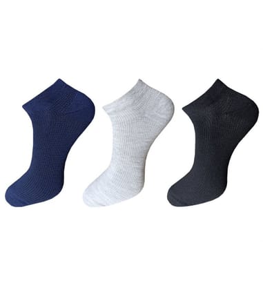 3-Pair Set Unisex Casual Cotton Solid Ankle Length Socks (Multicolor)