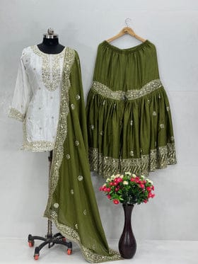 Party Wear Beautiful Top With Sharara And Dupatta