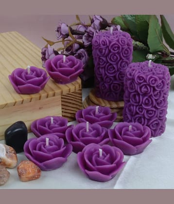 Shraddha Creation Purple Floral Floating Candle 7 cm ( Pack of 10 )