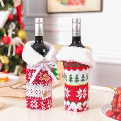 Wool style Christmas Fur Wine Bottle Cover Wool style Christmas Fur Wine Bottle Cover