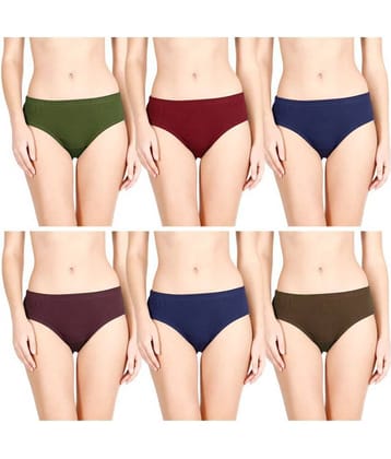 Rupa - Multicolor Cotton Solid Women's Briefs ( Pack of 6 )