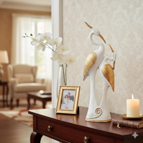 JIYANSH Creation Duck Swan Pair Showpiece for Home Decor - Lucky Kissing Love Birds Figurine for Living Room Table