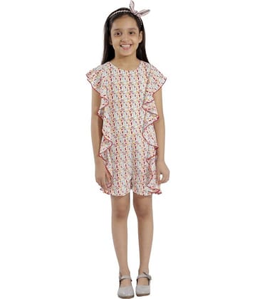 Kids Cave Girls Crepe Jumpsuit ( Pack of 1 , Off White )