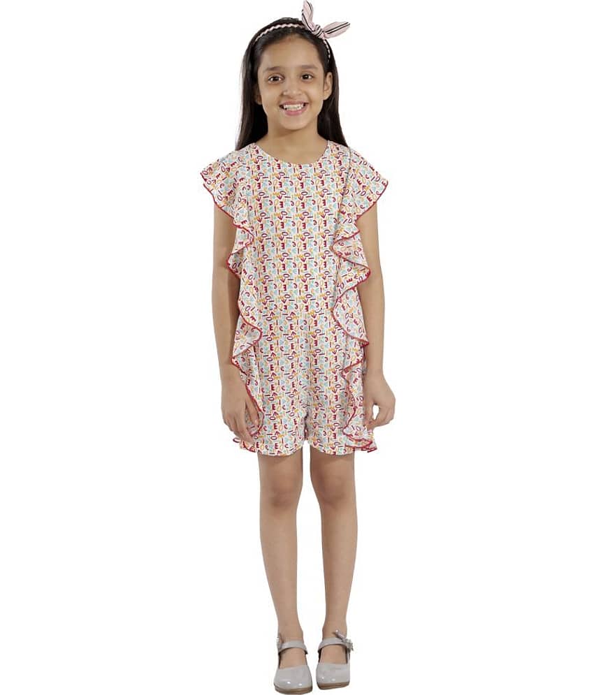 Kids Cave Girls Crepe Jumpsuit ( Pack of 1 , Off White )