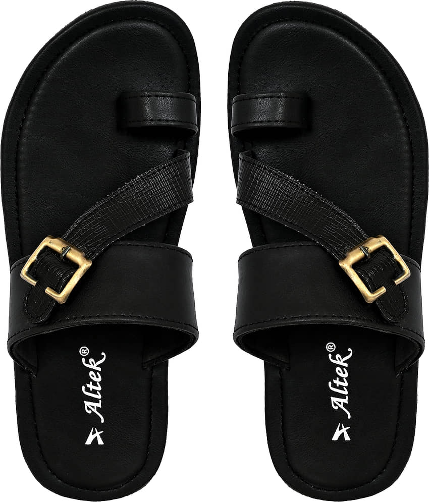 Chappal Wala Black Men's Leather Slipper