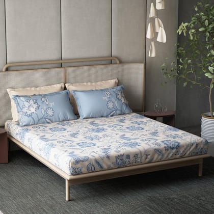 DDECOR - The Orion Collection 100% Cotton Global Ethnic Pattern 180TC Super King |274 CM X 274 CM| with 2 Pillow Covers - Blue