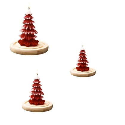 SS Enterprise Organic Soy Wax Christmas Tree Pillar Candles for Decor, Scented Aromatic Fragrance Candles, Smoke-Free, Xmas Decoration Accessories, (Pack of 3)