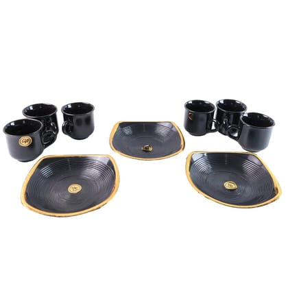 Sweet Buzz 9 Pcs Seashell Ceramic Cup Set - Ideal for Home & Gifts 9 Pcs (Black) Sweet Buzz 9 Pcs Seashell Ceramic Cup Set - Ideal for Home & Gifts 9 Pcs (Black)