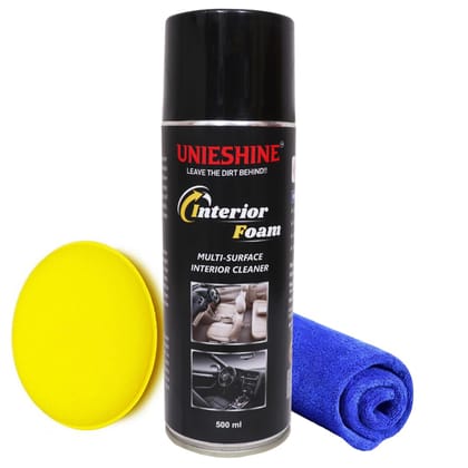 Unieshine Foaming Interior Cleaner Spray (500 Ml) with Sponge and Cloth