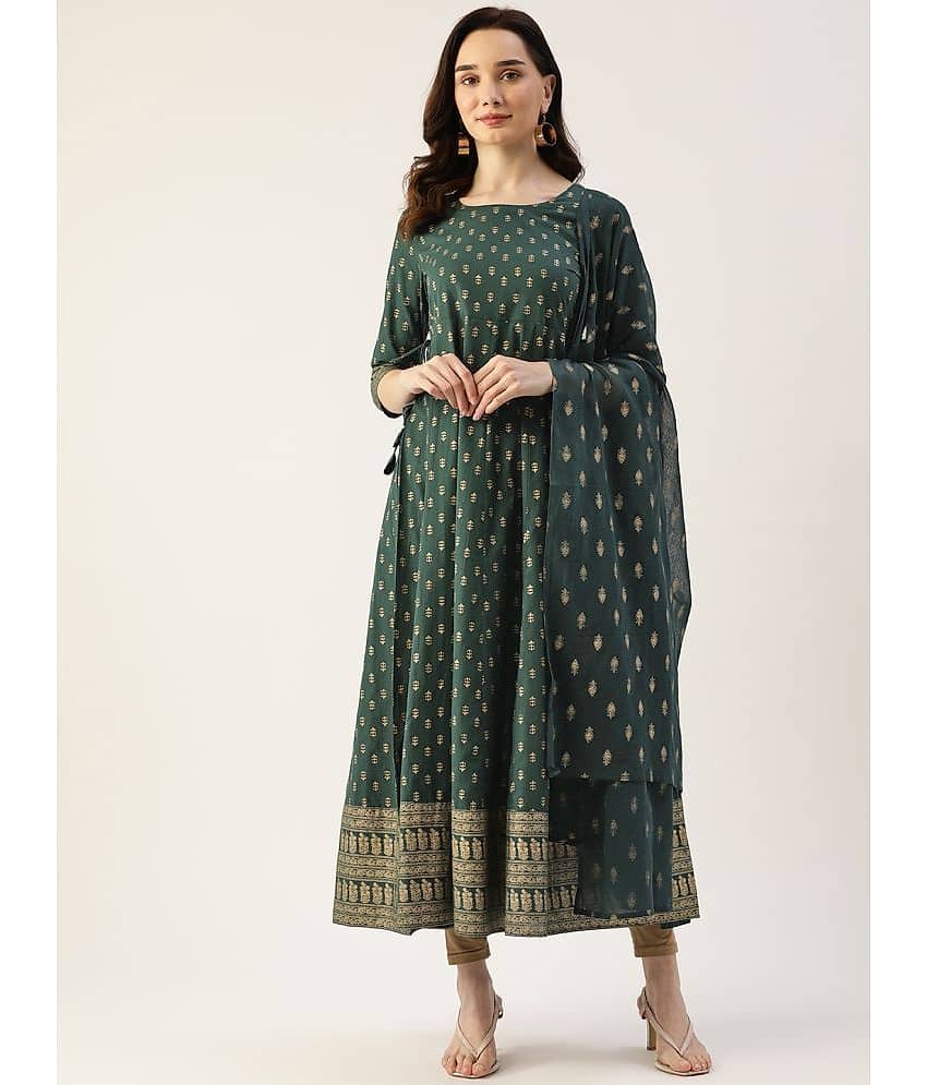 Kbz - Green Cotton Women's Anarkali Kurti ( Pack of 1 )