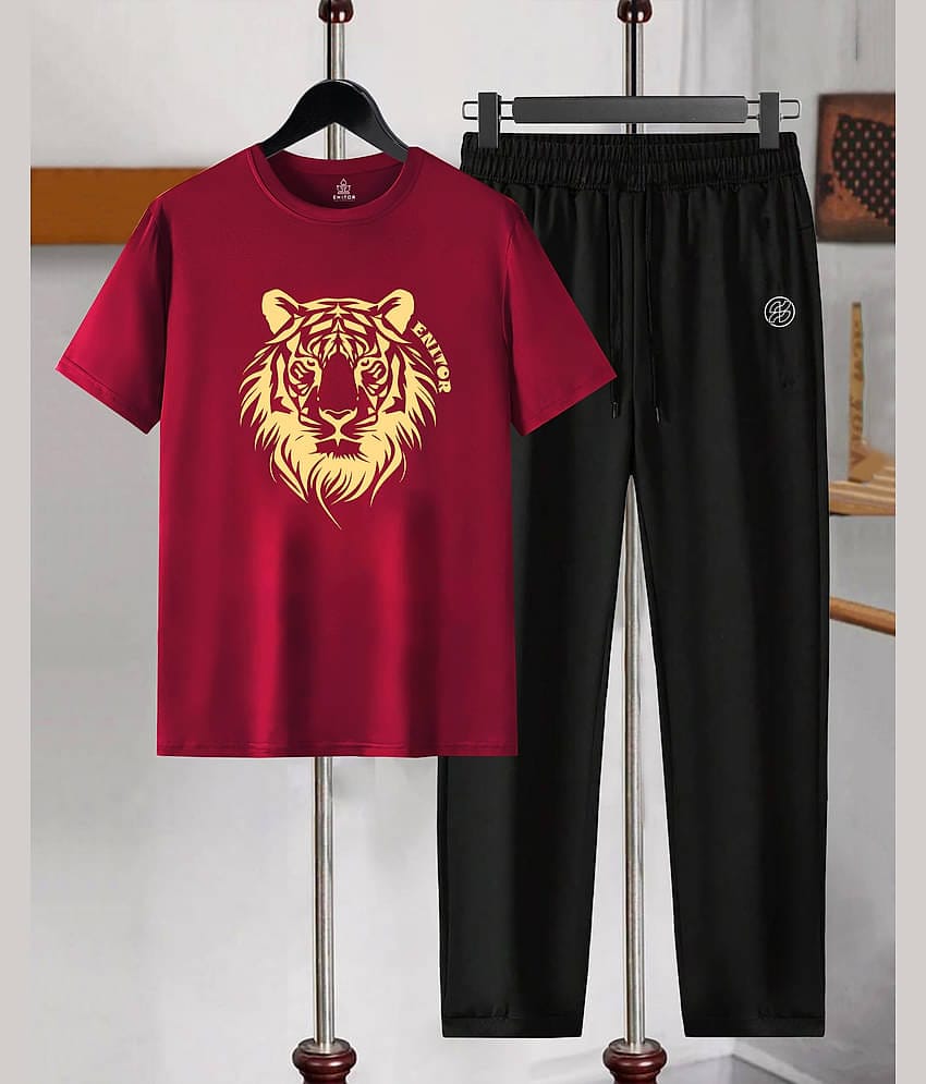 AUSK Maroon Cotton Blend Relaxed Fit Men's Tracksuit ( Pack of 1 )