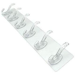 Parspar Plastic Adhesive Sticker for Hanging Hooks6 PC Sticker HookWhite Hook Hook 6 (Pack of 1)