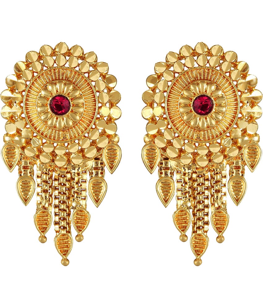 VIVASTRI Golden Stud Earrings ( Pack of 1 )
