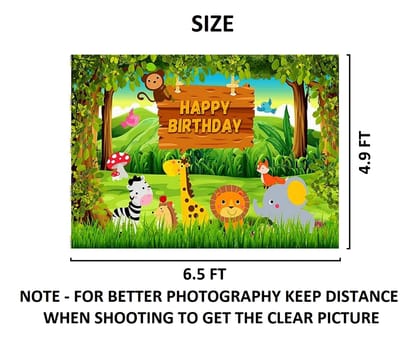 FI - FLICK IN 1 pc Animal Theme Backdrop Cloth (6.5ft X 5ft) Lion King Backdrop Curtain for Birthday Jungle Theme Birthday Decoration (Pack of 1, Multicolor) Animal / 6.5ft X 5ft