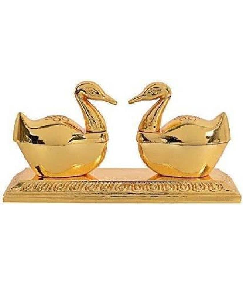 DvR ClicK Metal Rectangular Love Bird Chandan Roli Set (Golden, 4.5x2.5x2 Inch)