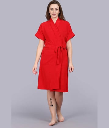 Poorak Red Free Size Bathrobe ( Pack of 1 )