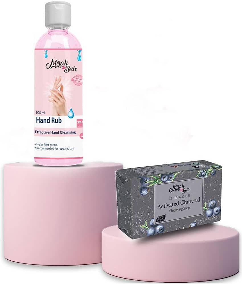 Mirah Belle Activated Charcoal Soap 75 gm and Hand Sanitizer 100 mL Pack of 1