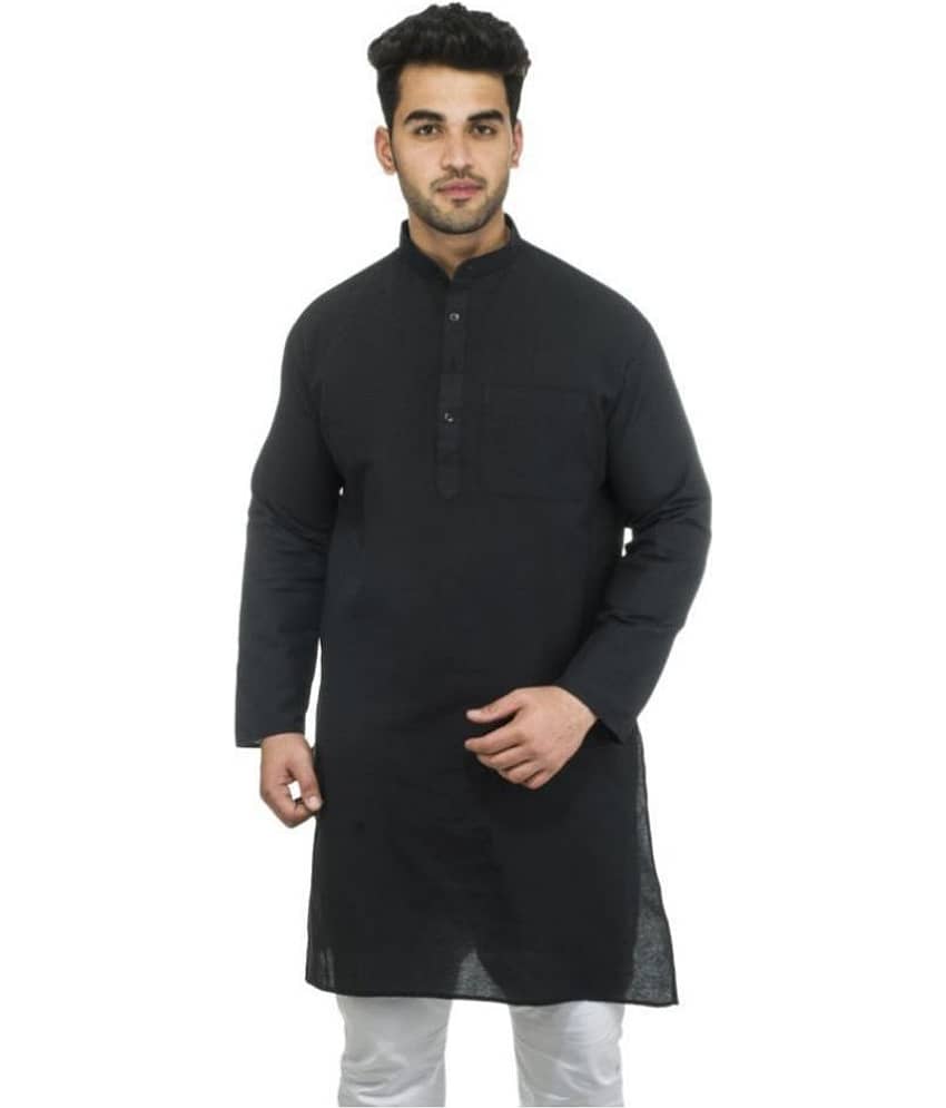 DESHBANDHU DBK - Black Cotton Men's Regular Kurta ( Pack of 1 )