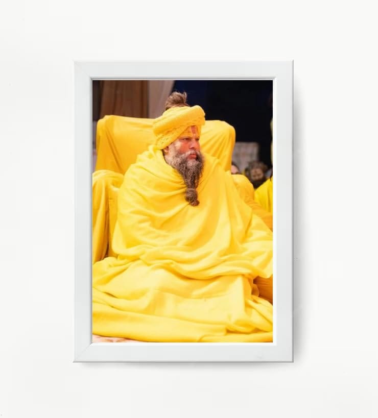 NOKKES Premanand Ji Maharaj White Religious Photo frame 5X7 Inch Photo Frame_WEW39
