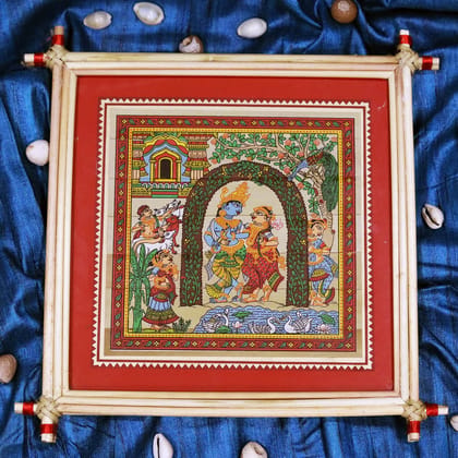 Radha Krishna Rasleela Lemon Grass Frame (Set of 2) Radha Krishna Rasleela Lemon Grass Frame (Set of 2)