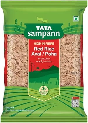 Tata Sampann Red Rice Poha Aval with High Dietary Fibre, 500 g