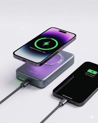 Nextech magsafe Wireless 10000mAh Powerbank, Faster 15W Wireless Charging, Better Magnetic Strength, Low Heat with Certified Technology, for iPhone 12 or Later (MagSurge)