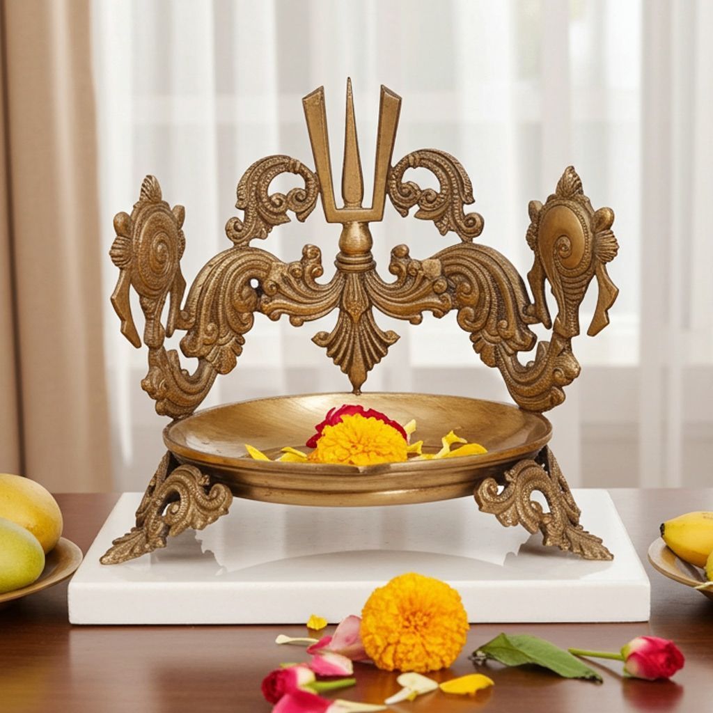 Brass Shankh Chakra Urli - Traditional Spiritual Decor Bowl, Diameter : 7 Inch (BSMAS1211 A)